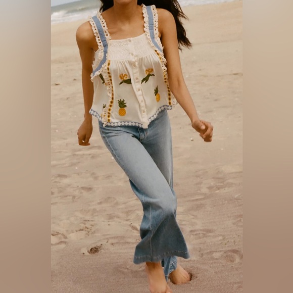 Anthropologie Seen Worn Kept Pineapple
Ruffled Tank Xs - Picture 5 of 16